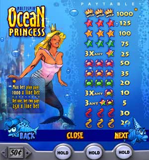 Ocean Princess Pay Table